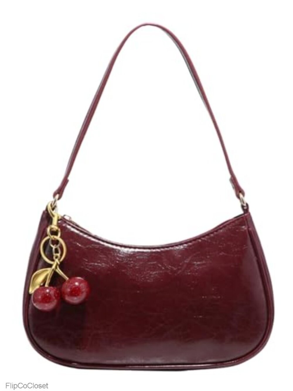 PU Leather Shoulder Bag Zipper Purse Cute Underarm Bag Hobo